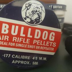 BULLDOG MADE IN GREAT BRITAIN .177 CAL 4.5 ..,1 BOITE DE 500 PLOMBS .RARE BOÎTE VINTAGE.