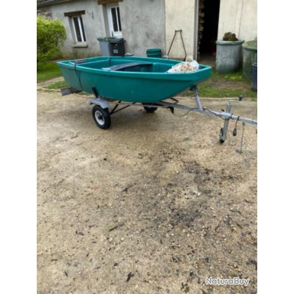 Barque fun yak280+ remorque +moteur lectrique minn kota 55lbs+ batterie charge lente+ accessoires