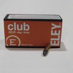 lot de 500 cartouches Eley Club 22LR, 40 grains, Round Nose