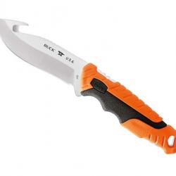 BEL1242 POIGNARD BUCK KNIVES PURSUIT PRO LARGE GUTHOOK A DEPOUILLER MANCHE ORANGE NEUF