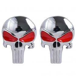 Autocollant crâne 3D magnétique - Argent yeux rouge x2