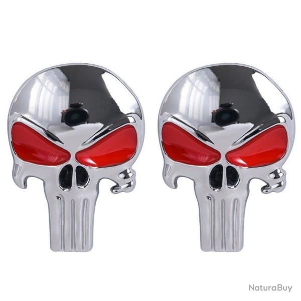 Autocollant crne 3D magntique - Argent yeux rouge x2