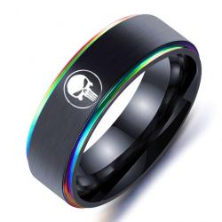 Bague Punisher titane et acier - Bleu / 9