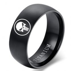 Bague Punisher titane et acier - Noir / 9