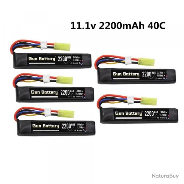 Batterie Lipo 3S 103mm 11.1V 2200mAh - 5 batterie