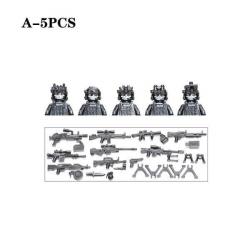 Blocs construction soldat Forces spéciales - Black-A-5PCS