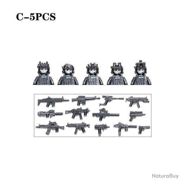 Blocs construction soldat Forces spciales - Black-C-5PCS