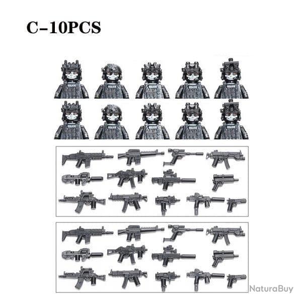 Blocs construction soldat Forces spciales - Black-C-10PCS