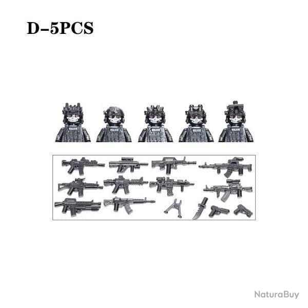 Blocs construction soldat Forces spciales - Black-D-5PCS