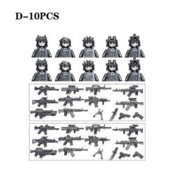 Blocs construction soldat Forces spéciales - Black-D-10PCS