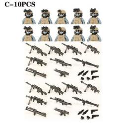 Blocs construction soldat Forces spéciales - Khaki-C-10PCS