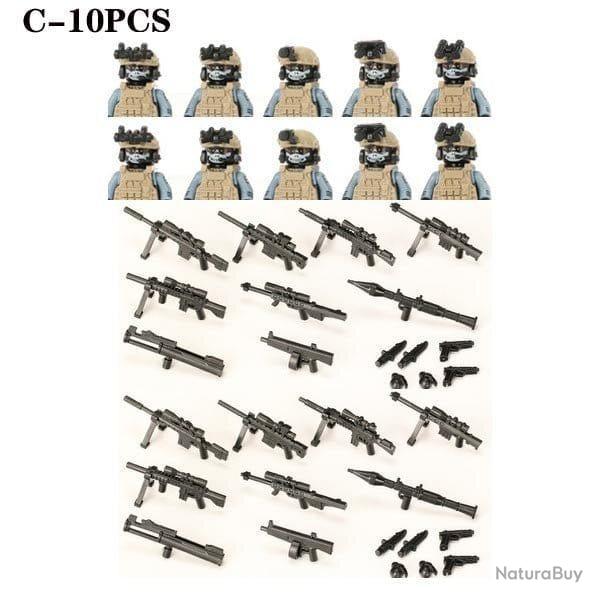 Blocs construction soldat Forces spciales - Khaki-C-10PCS