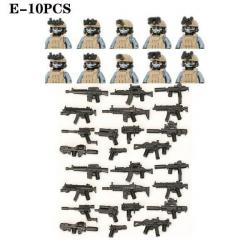 Blocs construction soldat Forces spéciales - Khaki-E-10PCS