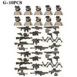 Blocs construction soldat Forces spéciales - Khaki-G-10PCS