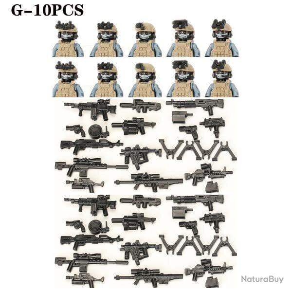 Blocs construction soldat Forces spciales - Khaki-G-10PCS