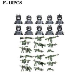 Blocs construction soldat Forces spéciales - Black-F-10PCS