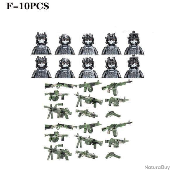 Blocs construction soldat Forces spciales - Black-F-10PCS