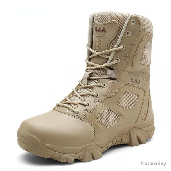 Bottines cuir combat tactique 5.A.A - Beige / 39