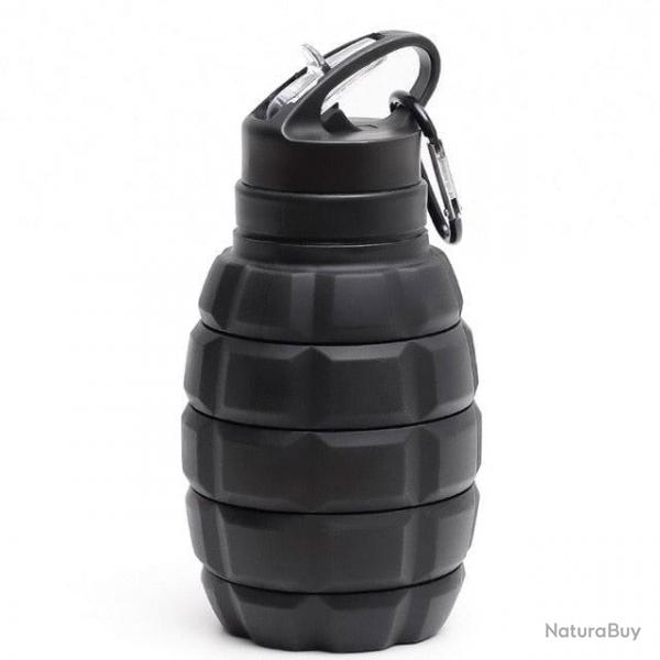 Bouteille d'eau grenade pliable crochet - 500-1000ml / Black