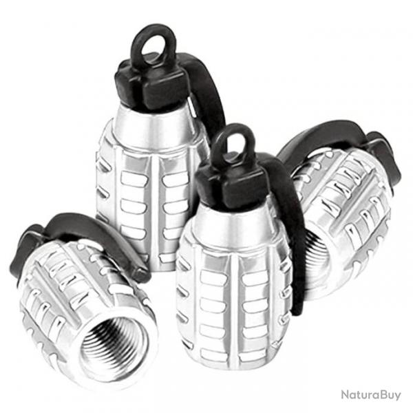 Capuchon grenade valve vlo/voiture 4 pcs - Blanc