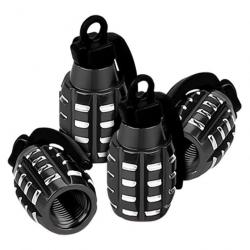 Capuchon grenade valve vélo/voiture 4 pcs - Noir