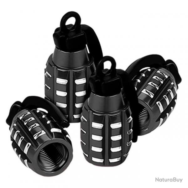 Capuchon grenade valve vlo/voiture 4 pcs - Noir