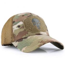 Casquette motif crâne JOS Airsoft - Camo WoodLand / 54-58cm