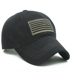 Casquette tactique logo drapeau US - Noir / 56-60 cm