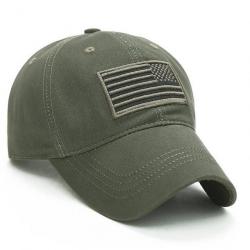 Casquette tactique logo drapeau US - Vert armée / 56-60 cm