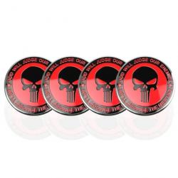 Centre de roue voiture Punisher 56mm 4 pcs - Rouge - Noir