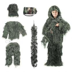 Costume enfant Ghillie Sniper 5 pcs - Vert / 110 140 cm