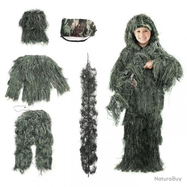 Costume enfant Ghillie Sniper 5 pcs - Vert / 140 160 cm