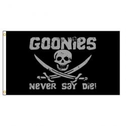 Drapeau Pirate Goonies 90x150cm fond noir - 60 x 90 cm