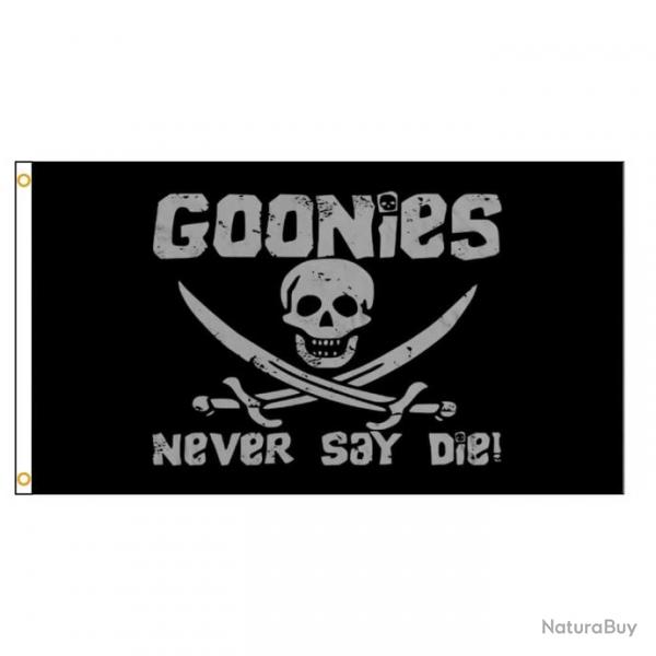 Drapeau Pirate Goonies 90x150cm fond noir - 60 x 90 cm