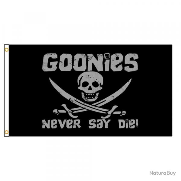 Drapeau Pirate Goonies 90x150cm fond noir - 90x150 cm