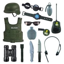 Ensemble militaire enfant + accessoires 14 pcs