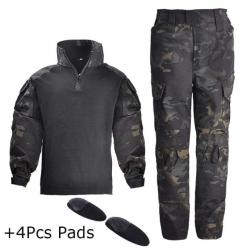 Ensemble uniforme enfant HWild Tactical - Multicam noir / 110 cm