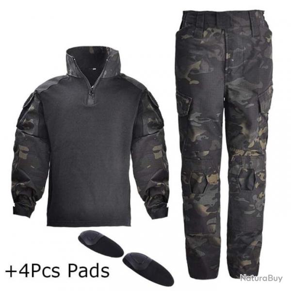 Ensemble uniforme enfant HWild Tactical - Multicam noir / 120 cm