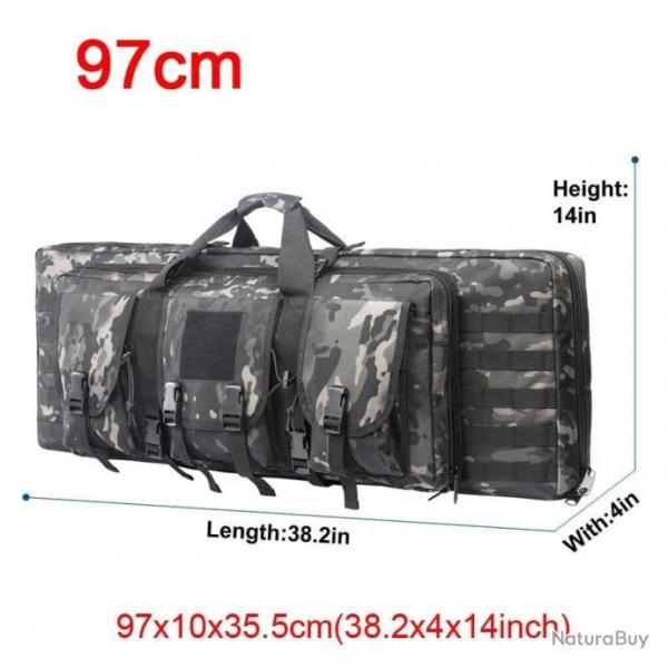 tui double fusil Molle 32/48 pouces - 97cm Noir camo