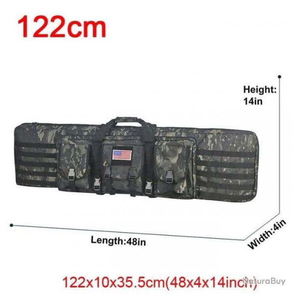 tui double fusil Molle 32/48 pouces - 122cm Noir camo