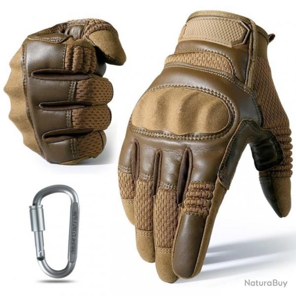 Gants cuir PU combat GOS Tactical - Tan / Coyote / S