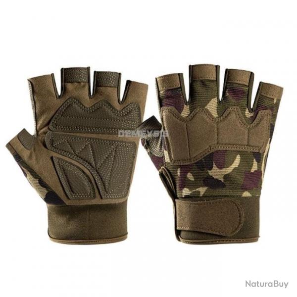 Gants demi-doigt GhostGrip WSE Airsoft - Green camo / M