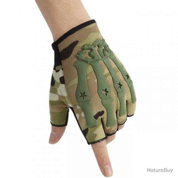 Gants squelette demi-doigt Multicam