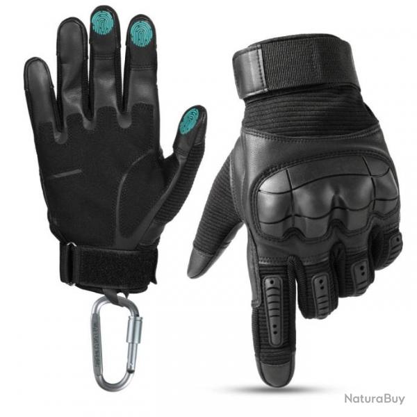 Gants tactiques GOS Tactical cuir PU - Noir / L