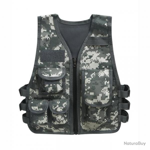 Gilet enfant camouflage militaire FOS - Digital gris / S