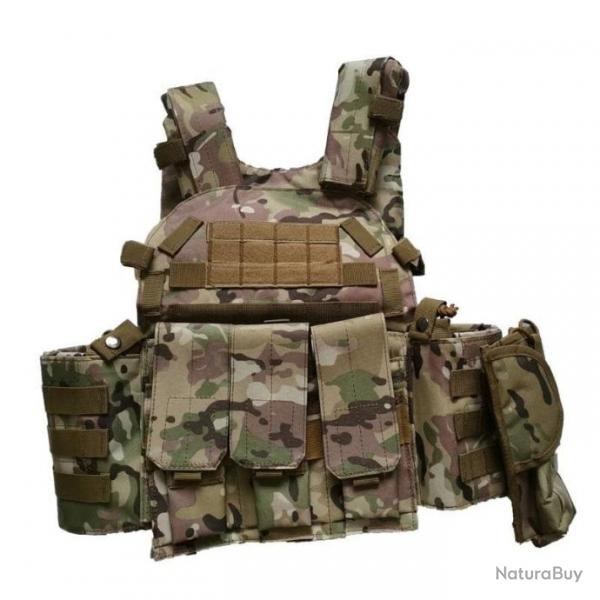 Gilet porte-plaque BOS Molle 600D - Multicam