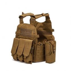 Gilet porte-plaque BOS Molle 600D - Coyote marron