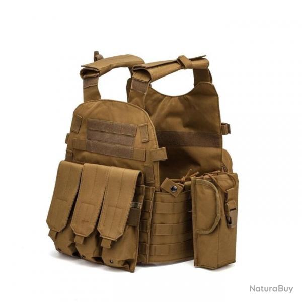 Gilet porte-plaque BOS Molle 600D - Coyote marron