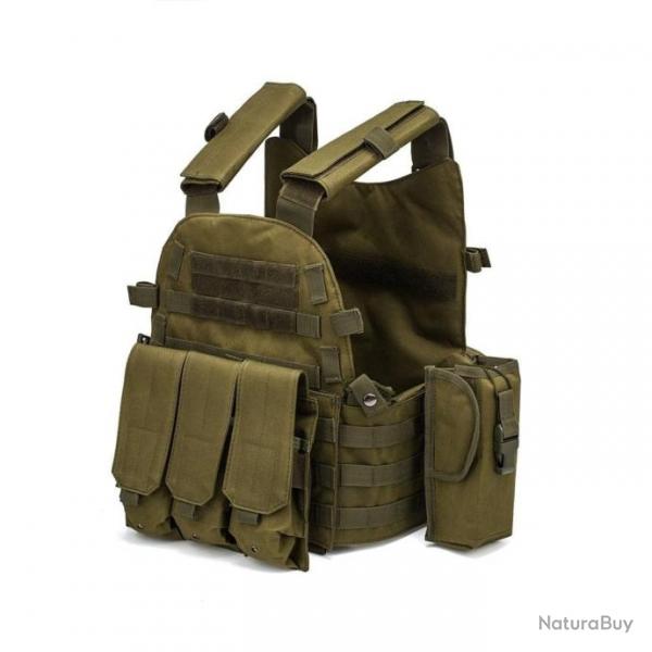 Gilet porte-plaque BOS Molle 600D - Ranger vert