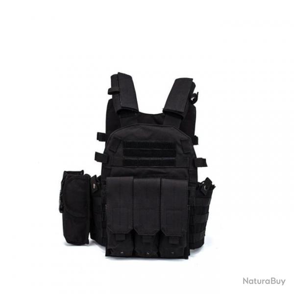 Gilet porte-plaque BOS Molle 600D - Noir